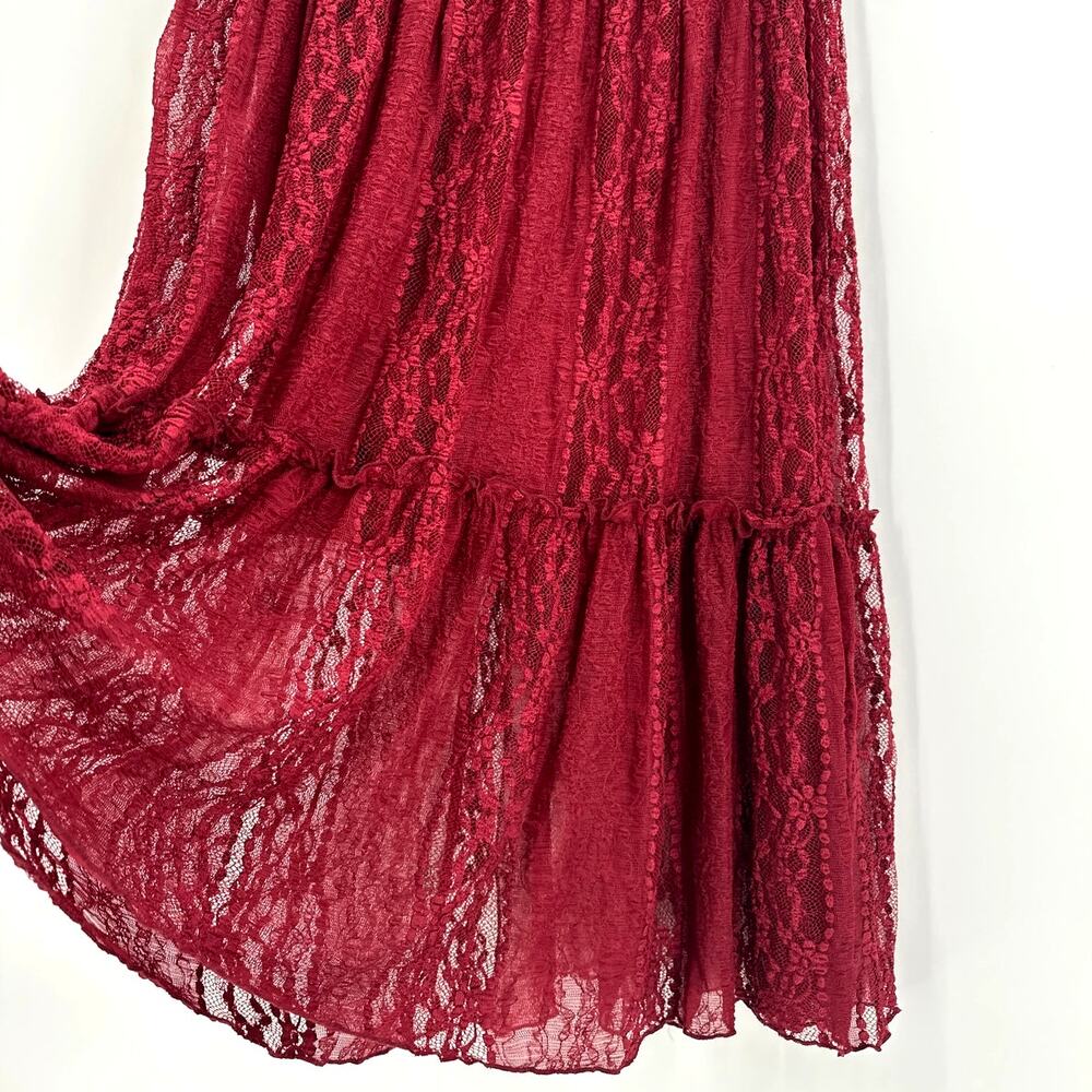 VICI Collection Women's Burgundy Alene Lace Maxi Skirt Size M - Picture 7 of 11